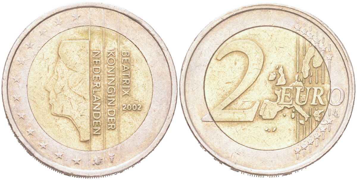 Нидерланды 2 евро 2002 KM 241 биметалл 4126-1014