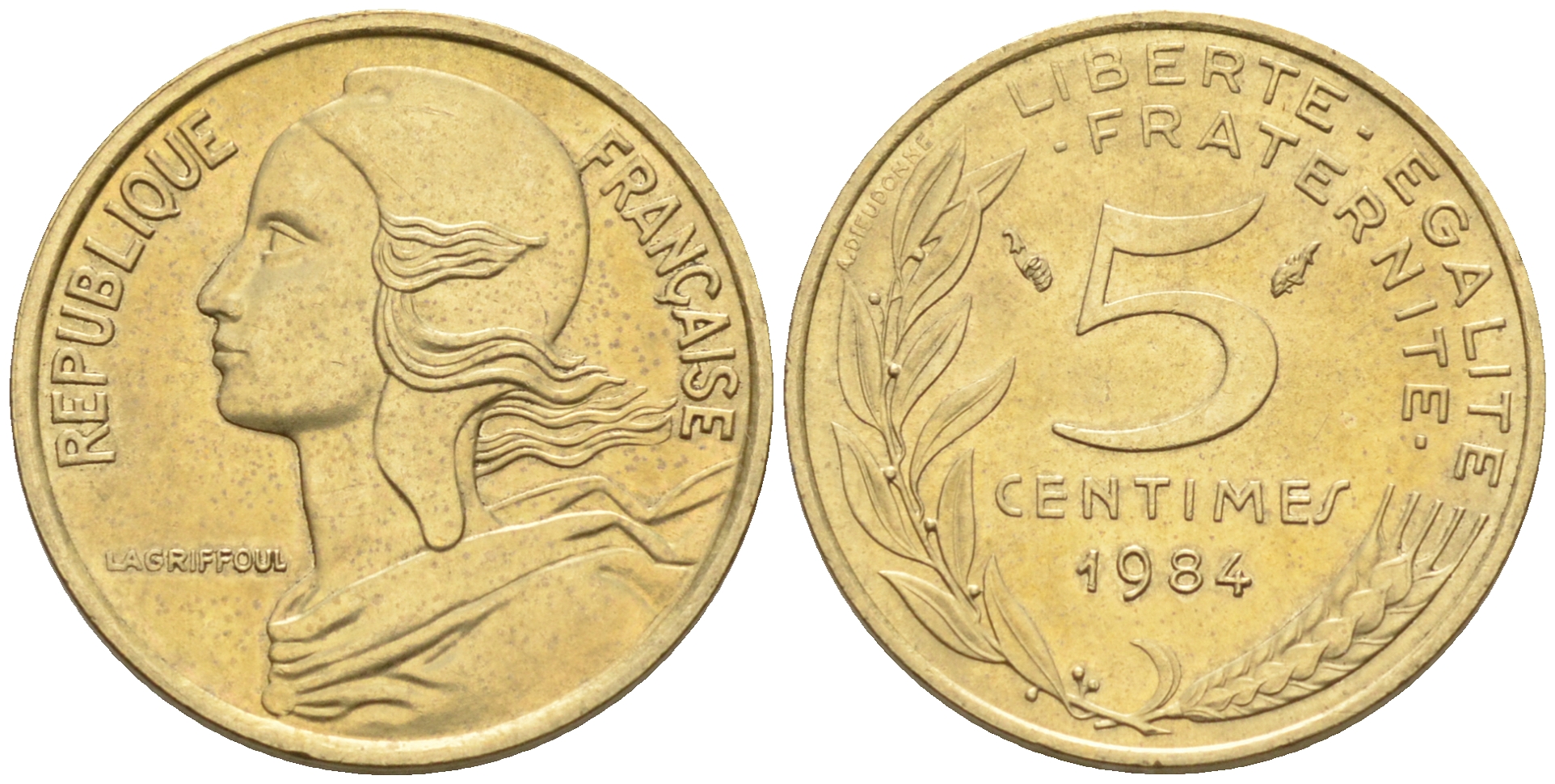 Франция 5 сантимов 1983 тип Марианна KM 933 никель алюминий медь    4594-1141