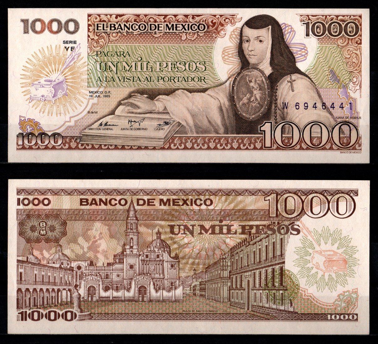 Мексика 1000 песо 1985 Pick 85 бумага 7198-17-4-2