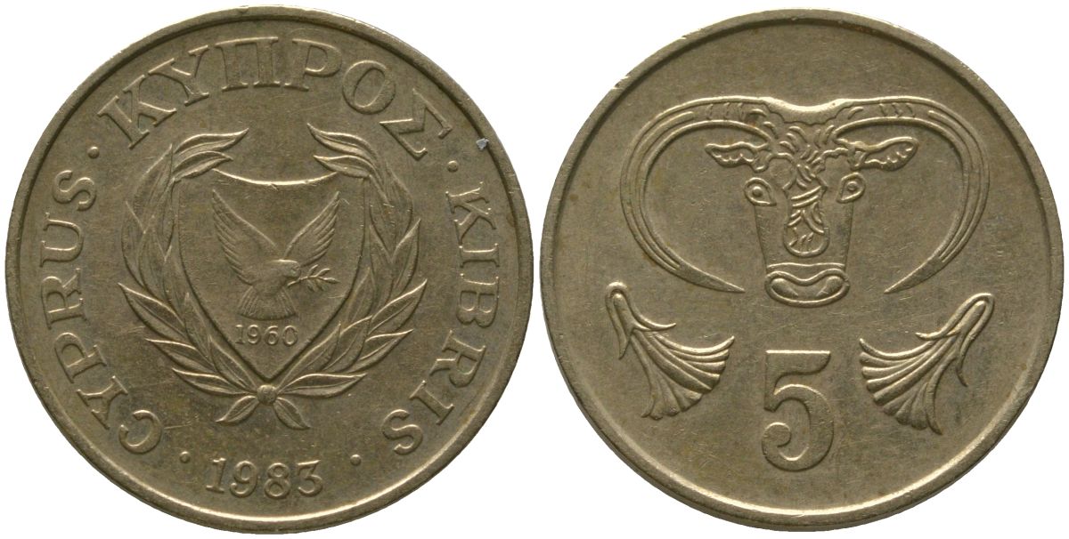 Кипр 5 центов 1983 KM 55.1 никель латунь 4158-527