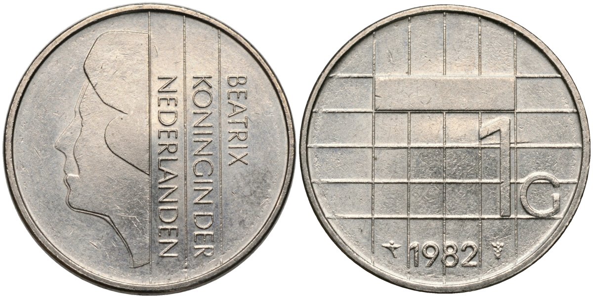 Нидерланды 1 гульден 1982 Беатрикс (1980-2013) KM 205 никель 4175-315