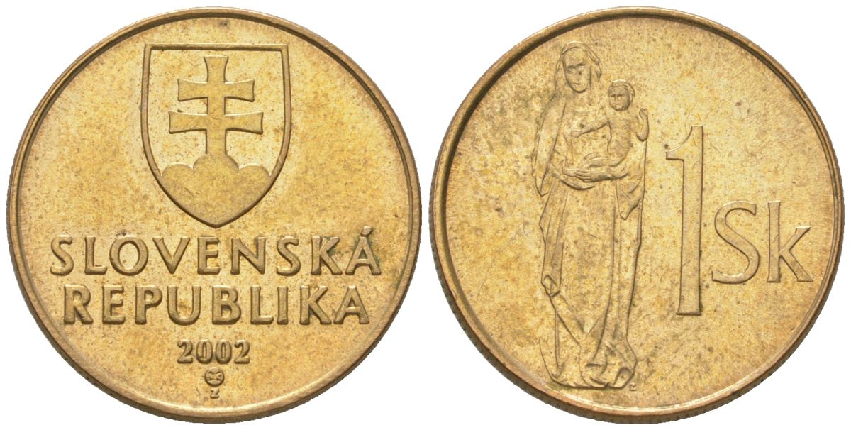 Словакия 1 крона 2002 MK KM 12 сталь плакировнная бронзой 4164-869