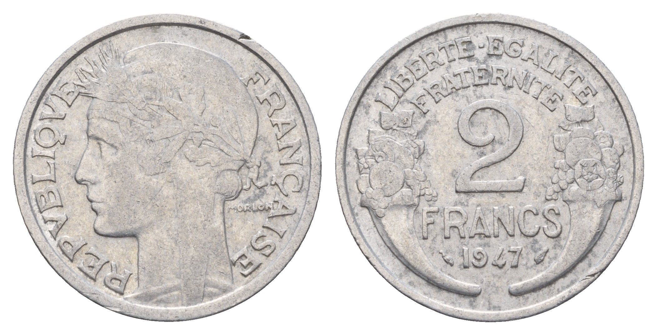 Франция 2 франка 1947 KM 886a.1, Le Franc 269.10 алюминий 4118-552