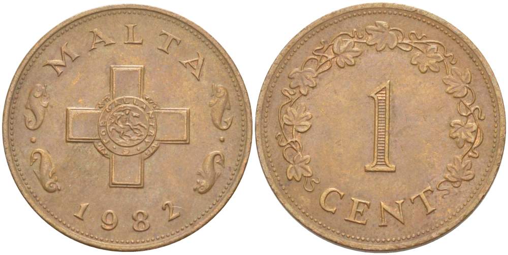 Мальта 1 цент 1982 KM 8 бронза 4521-1145