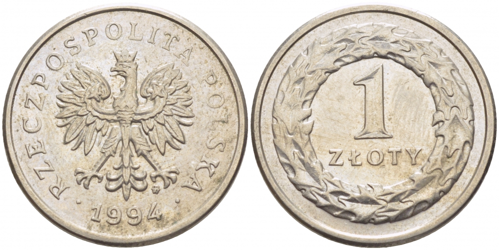 Польша 1 злотый 1994 MW KM 282 медно-никель 175-1212