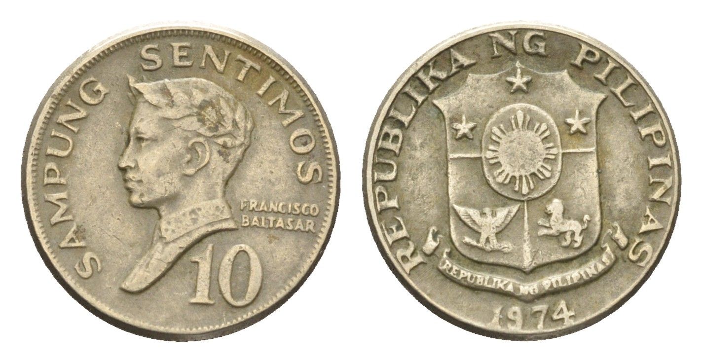 Филиппины 10 сентимо 1974 KM 198 медно-никель 4668-667