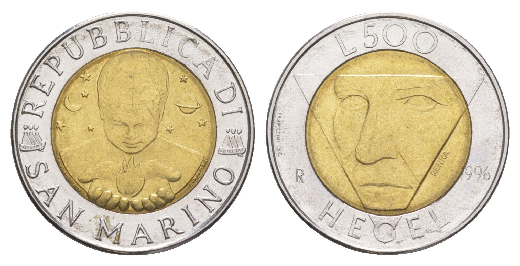 Сан-Марино 500 лир 1996 KM 357 биметалл UNC 4648-353