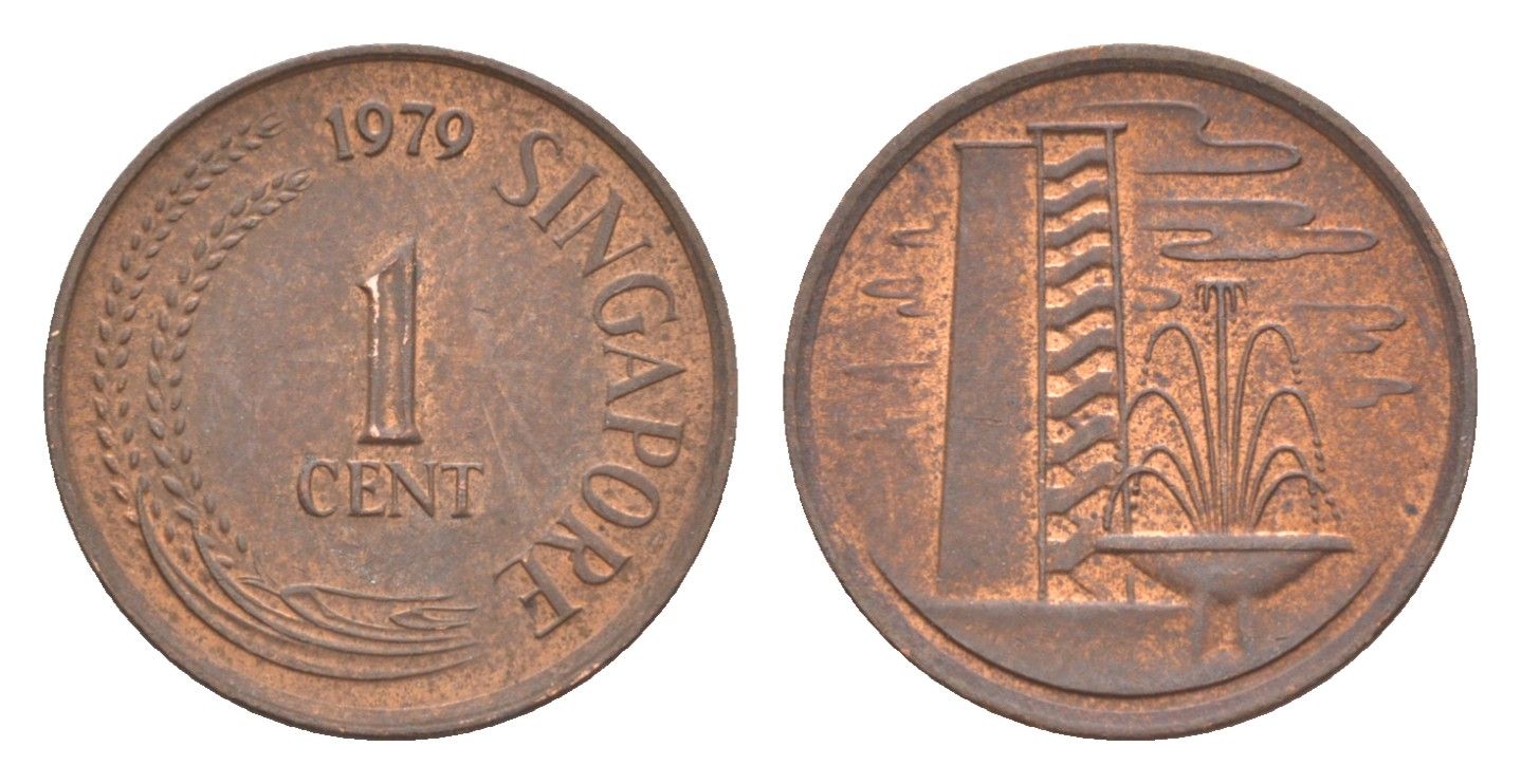 Сингапур 1 цент 1979 KM 1 a cталь с медным покрытием 4640-623