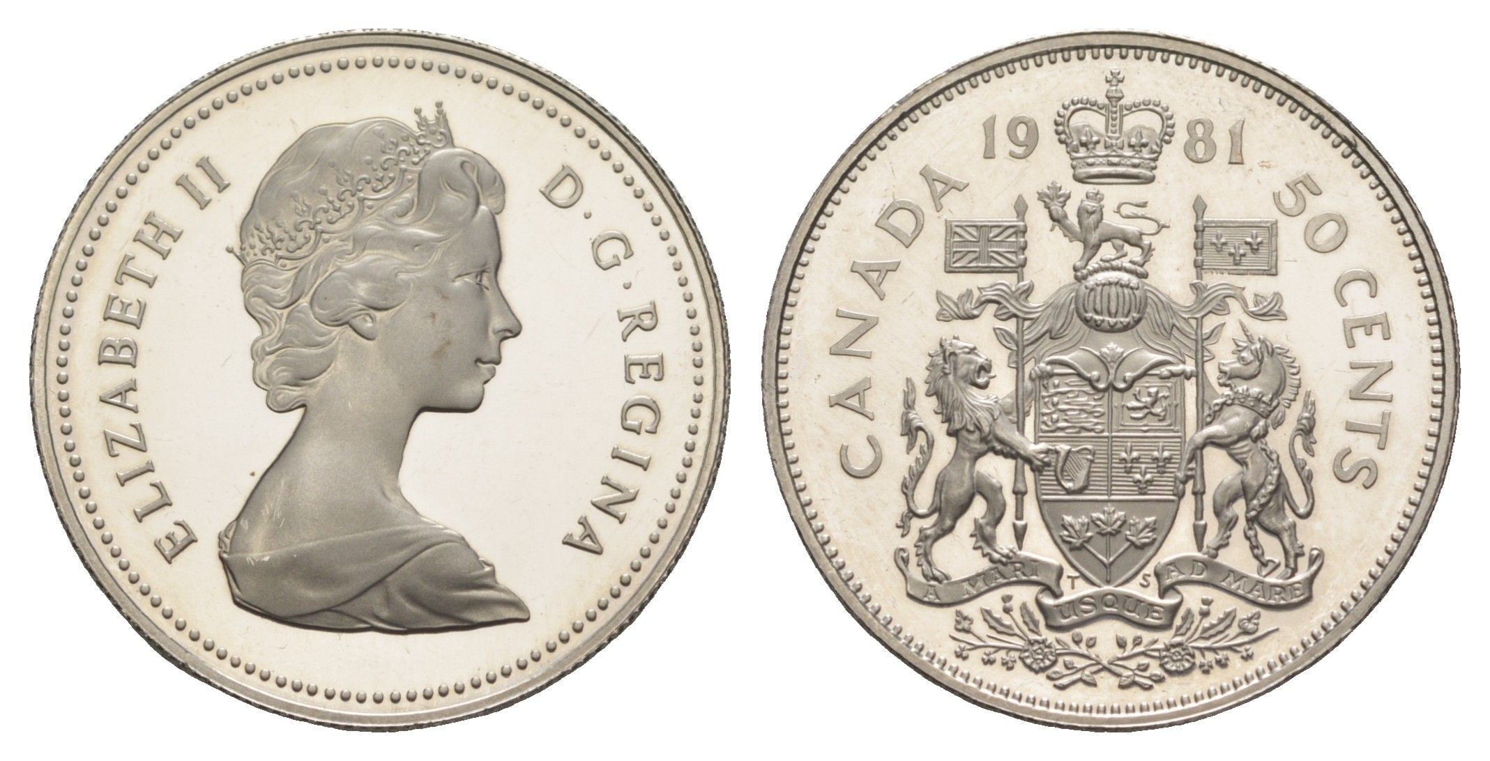 Канада 50 центов 1981 Елизавета II (1952-2022), герб KM 75.3 никель PROOF 633-822