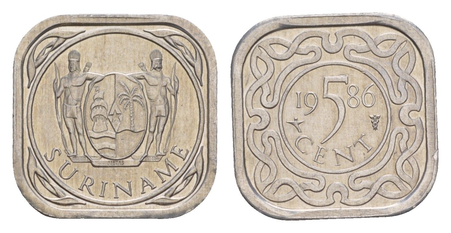 Суринам 5 центов 1986 редкий год KM 12a алюминий 4649-955