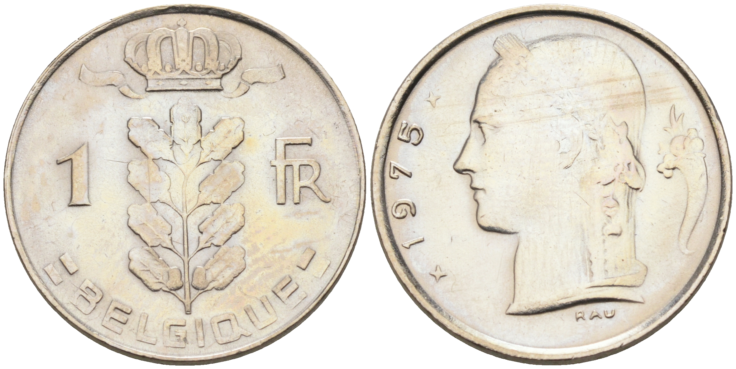 Бельгия 1 франк 1975 BELGIQUE KM 142.1 медно-никель 4592-537