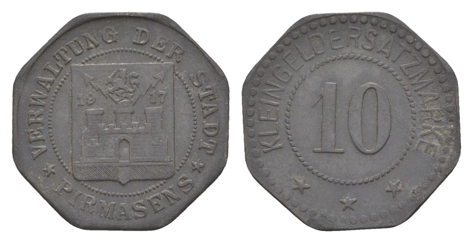 Пирмазенс 10 пфеннигов 1917 Funck 426.4, Men18 25724.4 цинк 4643-941