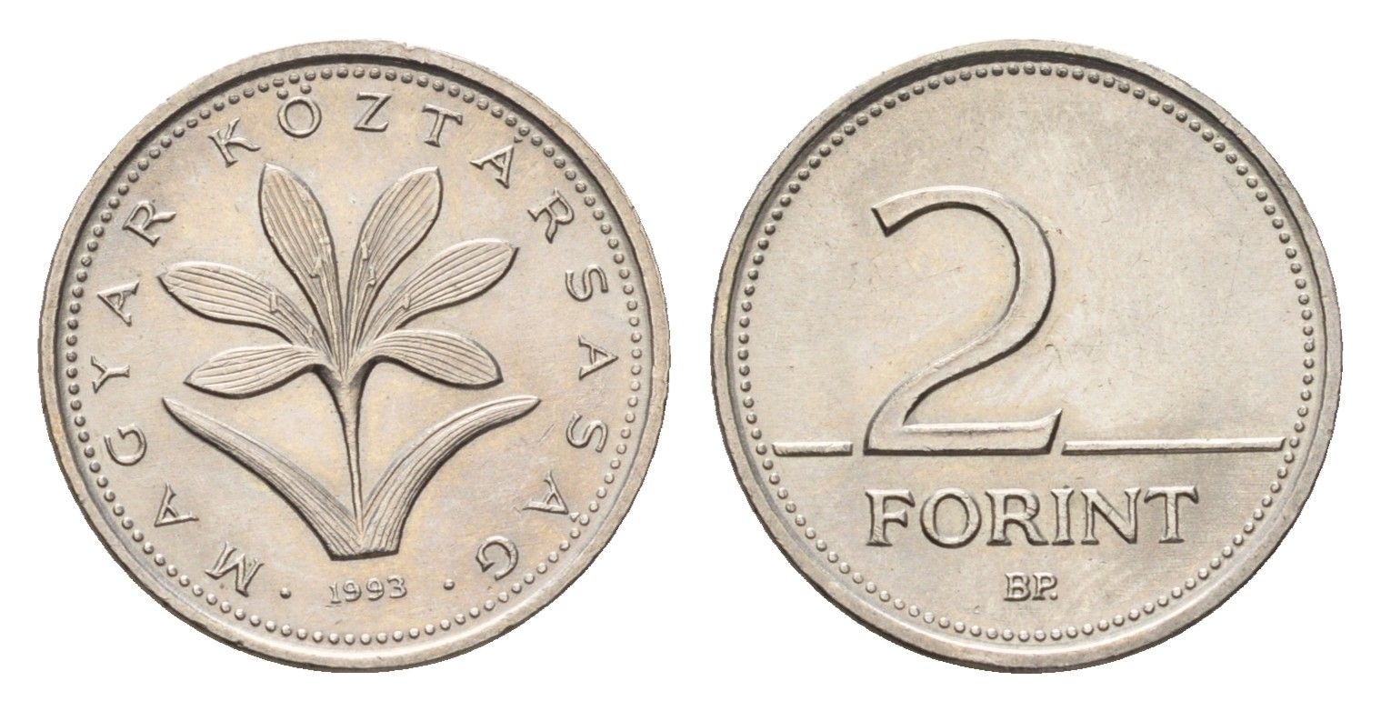 Венгрия 2 форинта 1993 KM 693 медно-никель UNC 3458-748