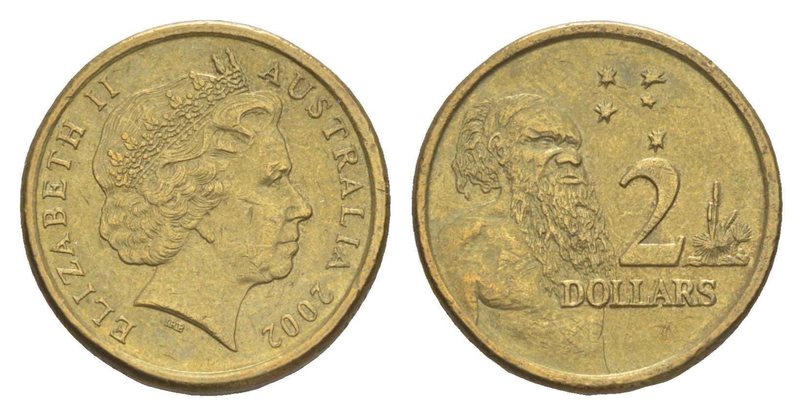 Австралия 2 доллара 2002 абориген, Елизавета II (1952-2022) KM 406 алюминиевая бронза 4652-243
