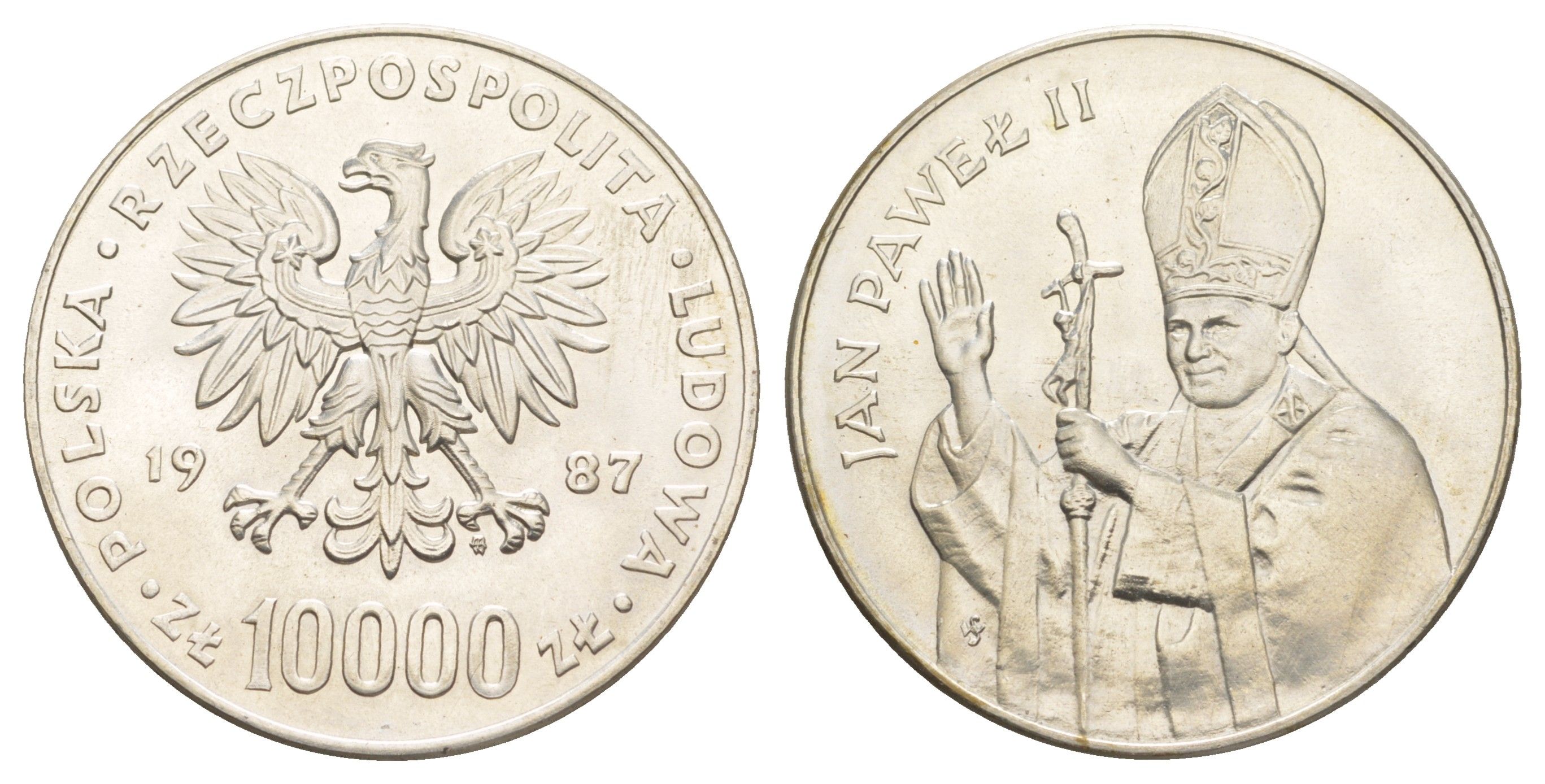 Польша 10000 злотых 1987 Иоанн Павел II Y 164 серебро BU 11-152-23