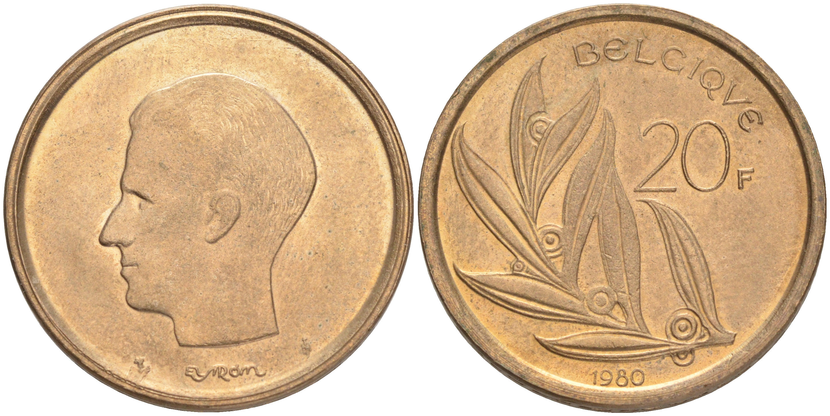 Бельгия 20 франков 1980 Belgique, Бодуэн I (1951-1993) KM 159 никель бронза 4556-653