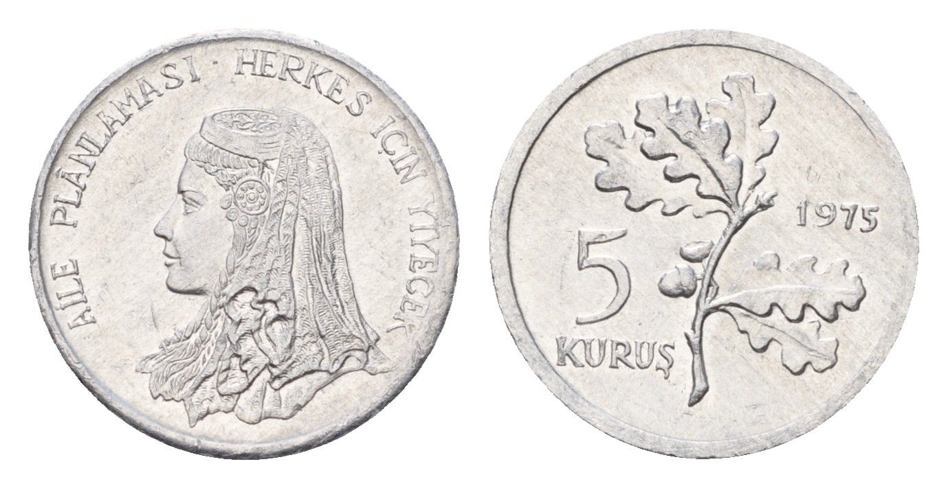 Турция 5 курушей 1975 ФАО - Планирование семьи KM 906 алюминий UNC 4674-1052