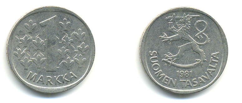 ФИНЛЯНДИЯ 1 МАРКА 1981 К KM 49а медно-никель 176-425