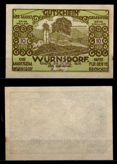 Австрия, Вюрнсдорф 10 геллеров 1920 бумага aUNC 2193-39-2-1