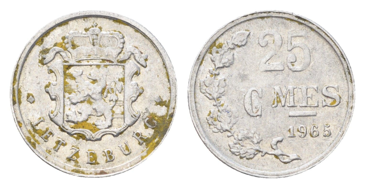 Люксембург 25 сантимов 1965 Герцог Жан (1964-1999) KM 45a алюминий 4705-557