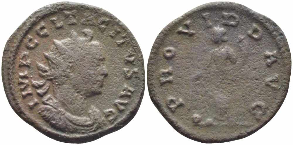 Римская Империя аврелианиан 275 Тацит PROVIDD AVG Лугдун Very fine (rare - легенда РЕВЕРСА PROVIDD (sic!) AVG) RIC 47 бронза 1073-16-53