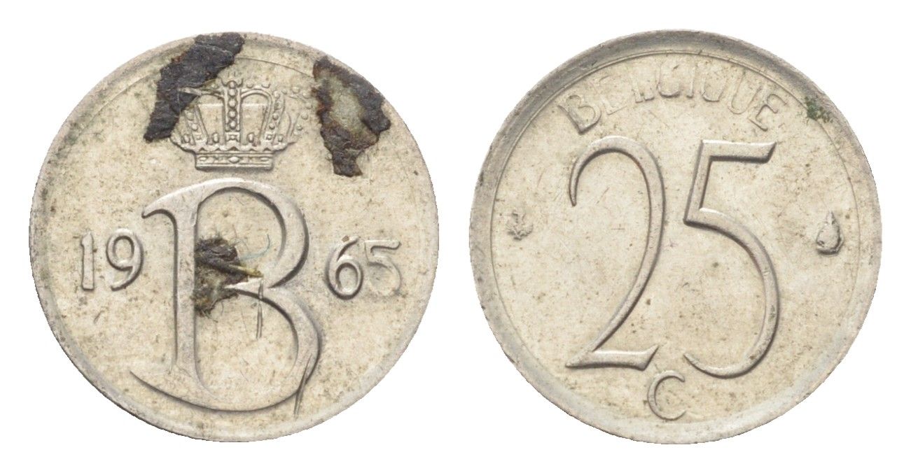 Бельгия 25 сантимов 1965 Belgique, Бодуэн I (1951-1993) KM 153 медно-никель 4705-324