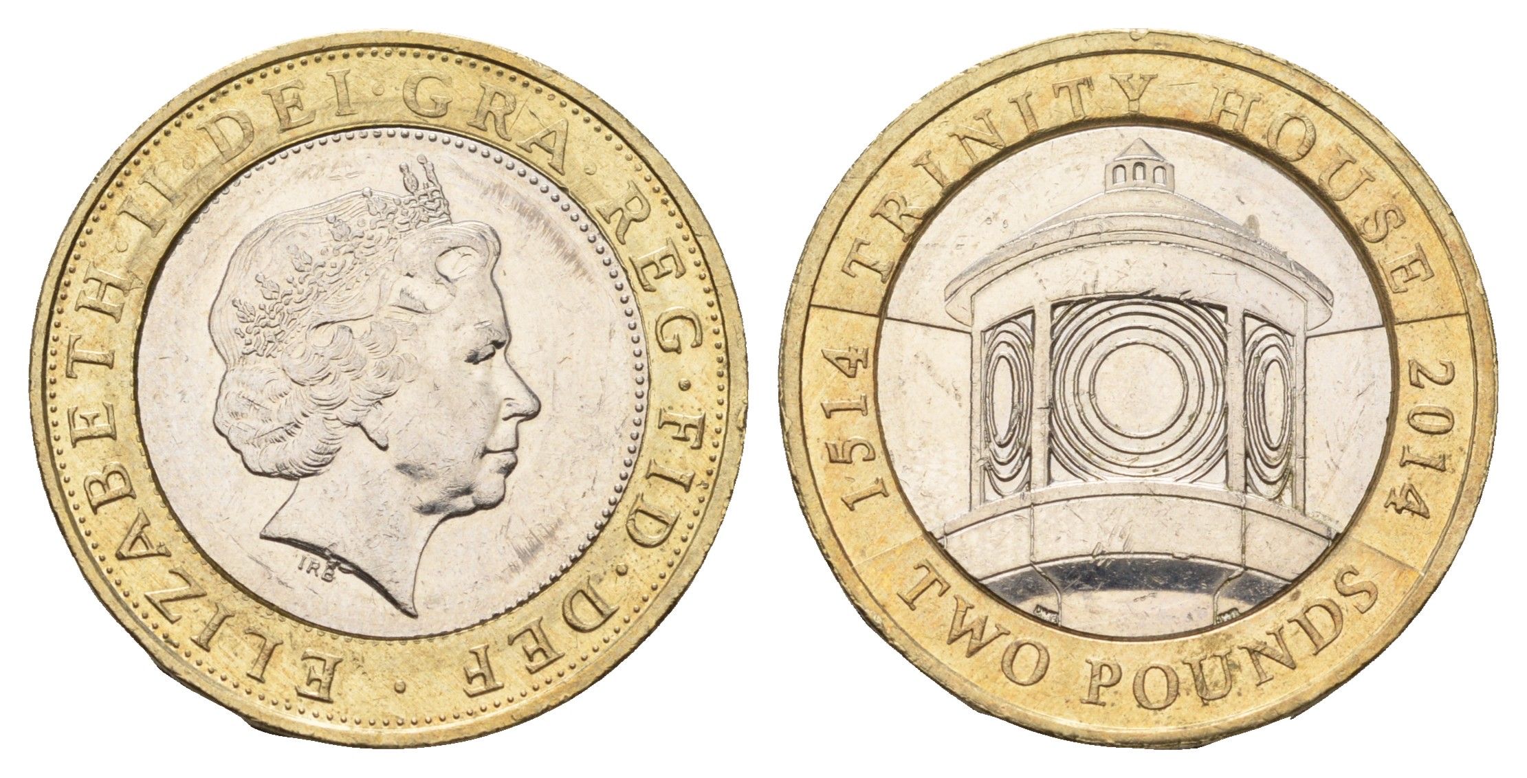 Великобритания 2 фунта 2014 500 лет Trinity House KM 1313 биметалл aUNC 1518-525