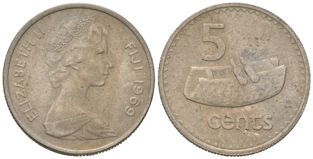 Фиджи 5 центов 1969 KM 29 медно-никель aUNC 4621-117