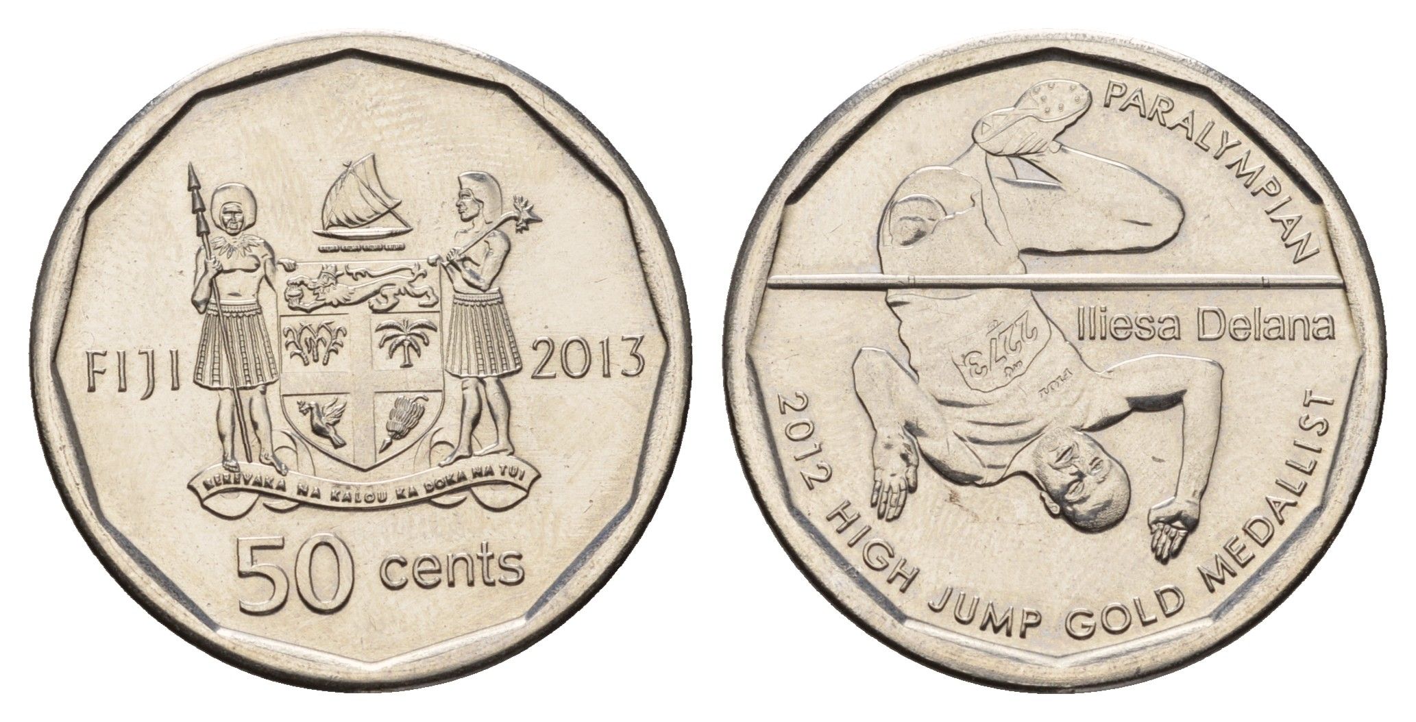 Фиджи 50 центов 2013 Паралимпиада 2012 - Илиеза Делана KM 515 сталь плакированная никелем UNC 4119-546