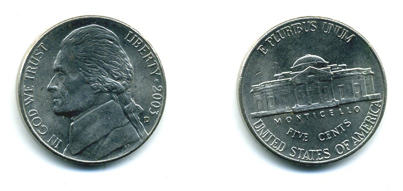 США 5 ЦЕНТОВ 2003 KM А192 медно-никель 46-2337