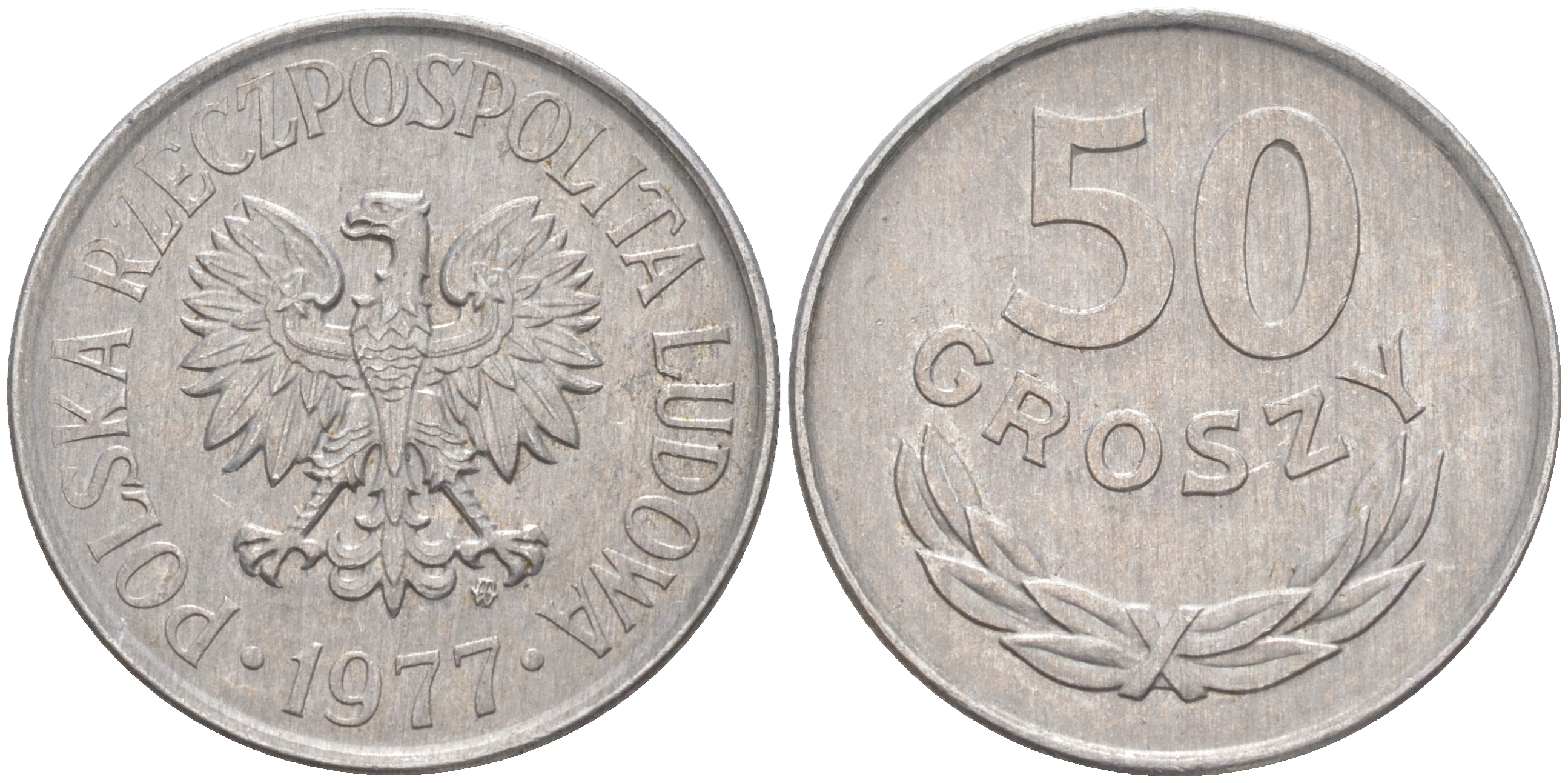 ПОЛЬША 50 ГРОШЕЙ 1977 MW KM 48.1 алюминий UNC 106-517