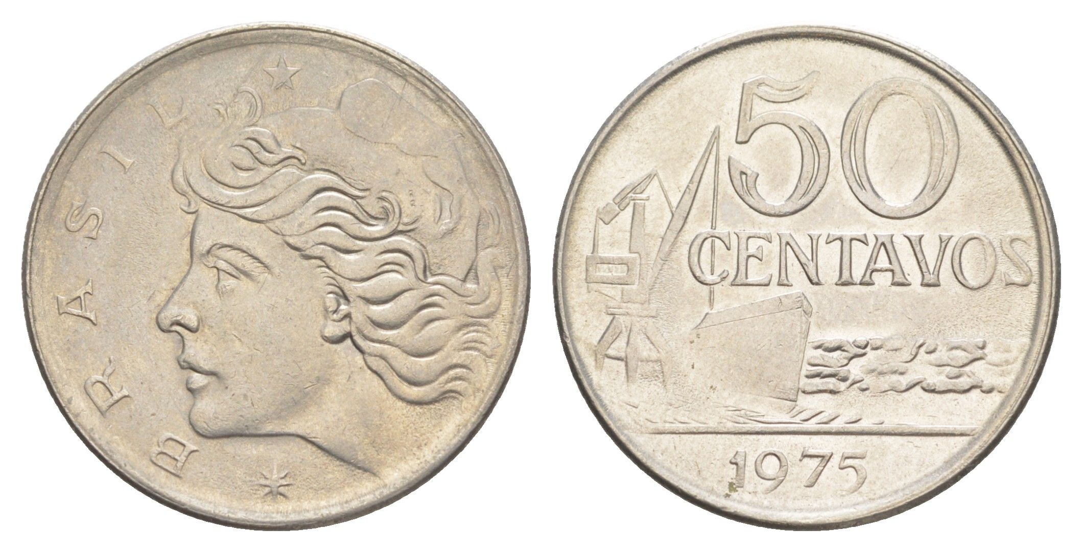 Бразилия 50 сентаво 1975 KM 580b нержавеющая сталь UNC 4642-1125