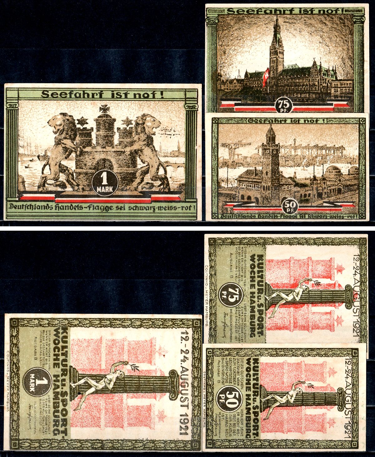 Гамбург (Гамбург) набор из 3 нотгельдов 1921 2193-1-1-2