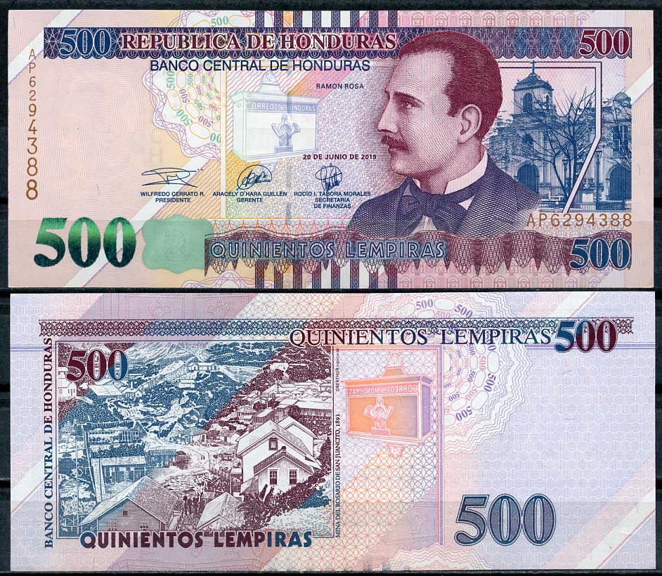 Гондурас 500 лемпира 2019 Рамон Роза Pick 103 d  бумага  UNC (пресс) 451-654-2