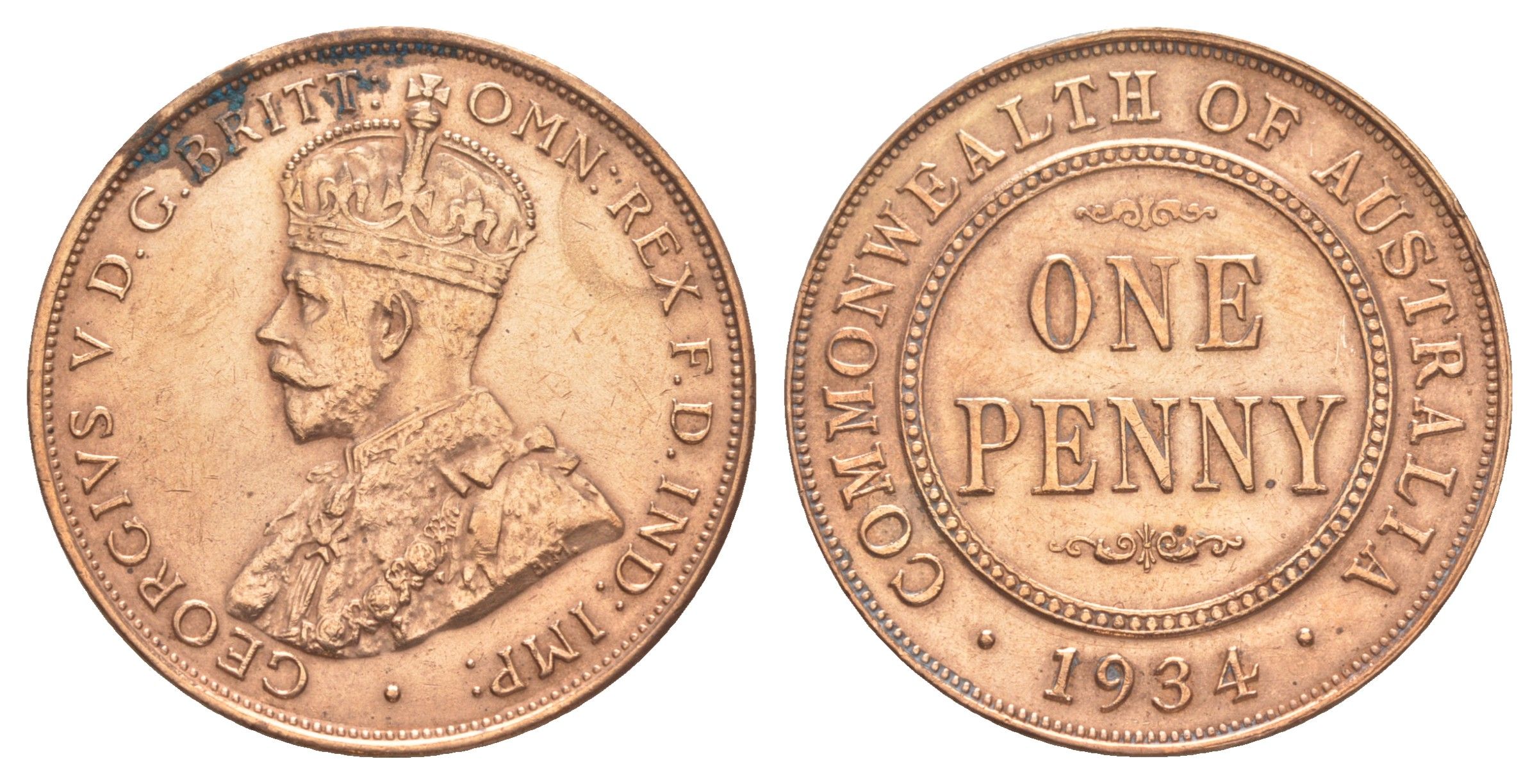 Австралия 1 пенни 1934 Георг V (1910-1936) KM 23 бронза 4645-1032
