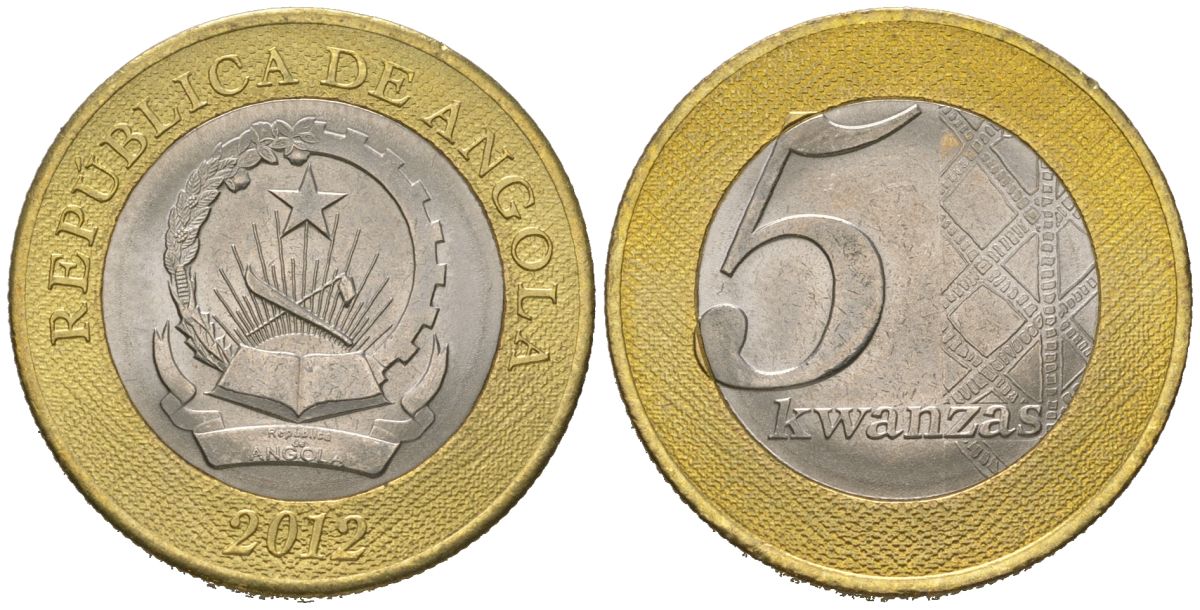 Ангола 5 кванз 2012 KM 109 биметалл UNC 4619-326