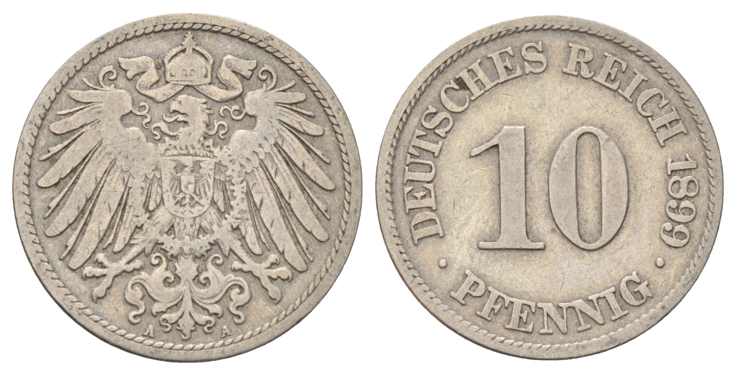 Германия 10 пфеннигов 1899 A KM 12, J. 13 медно-никель 4701-1113