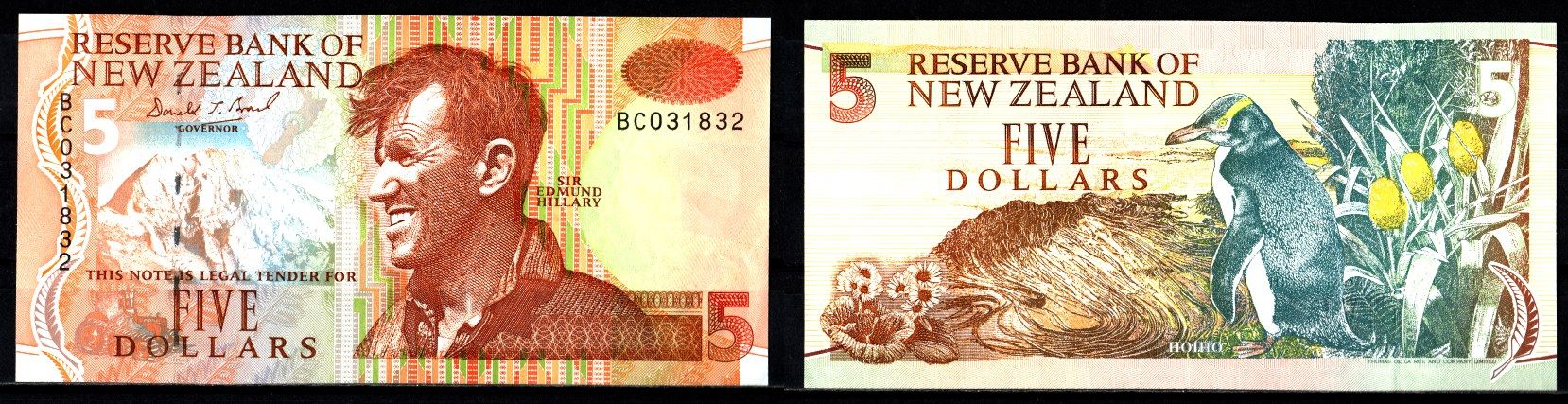 Новая Зеландия 5 долларов ND (1992) Pick 177 бумага aUNC 8608-23-2-1
