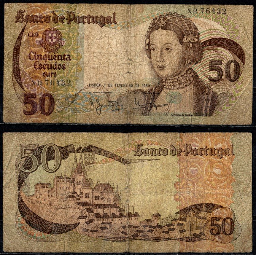 Португалия 50 эскудо 1980 Pick 174 b(2) бумага 6294-50-2-2
