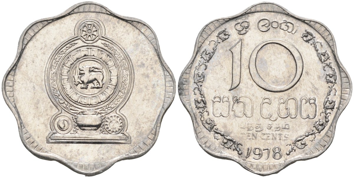 Цейлон 10 центов 1978 KM 140 a алюминий 4592-236