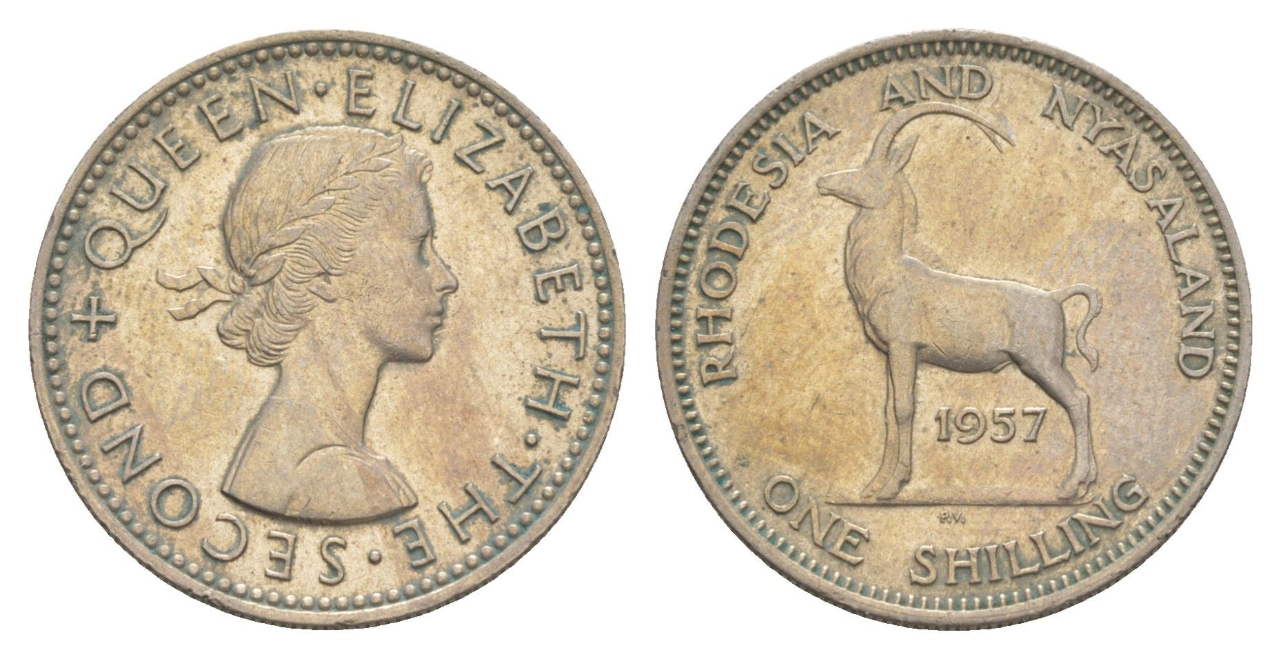 Родезия и Ньясаленд 1 шиллинг 1957 KM 5 медно-никель 1522-1435