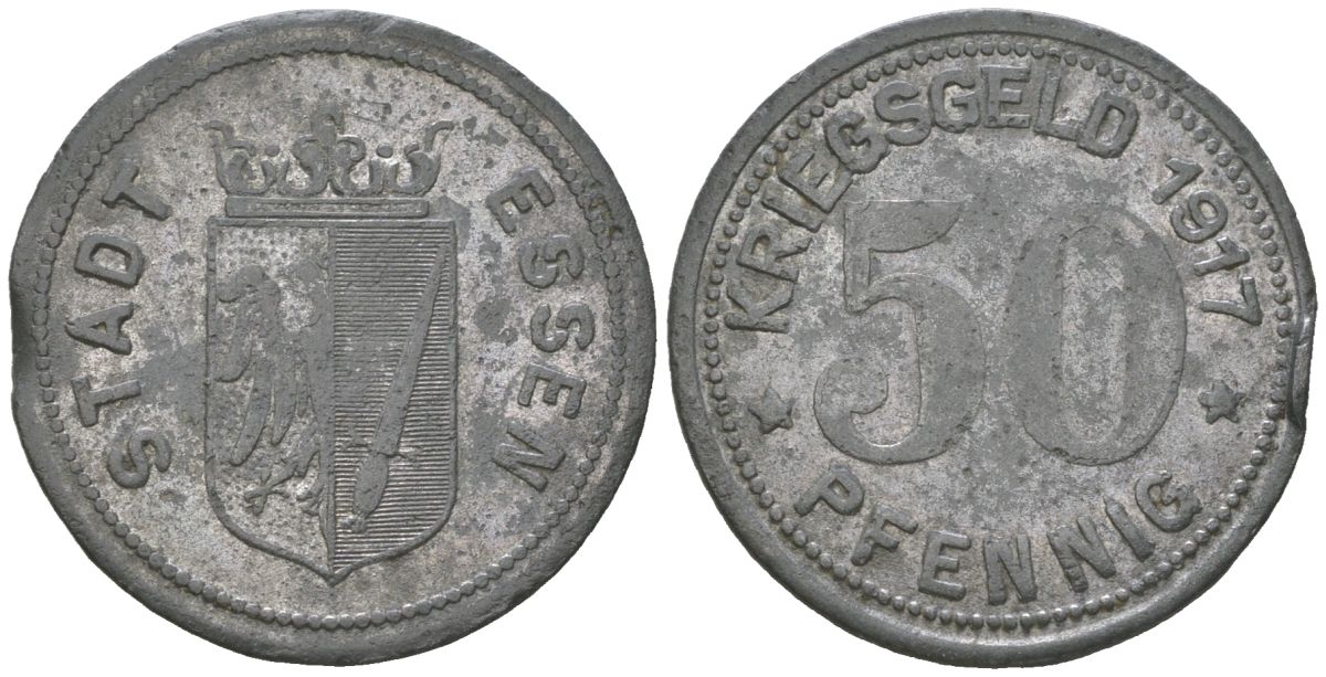 Эссен 50 пфеннигов 1917 Funck 123.1 цинк 4616-233