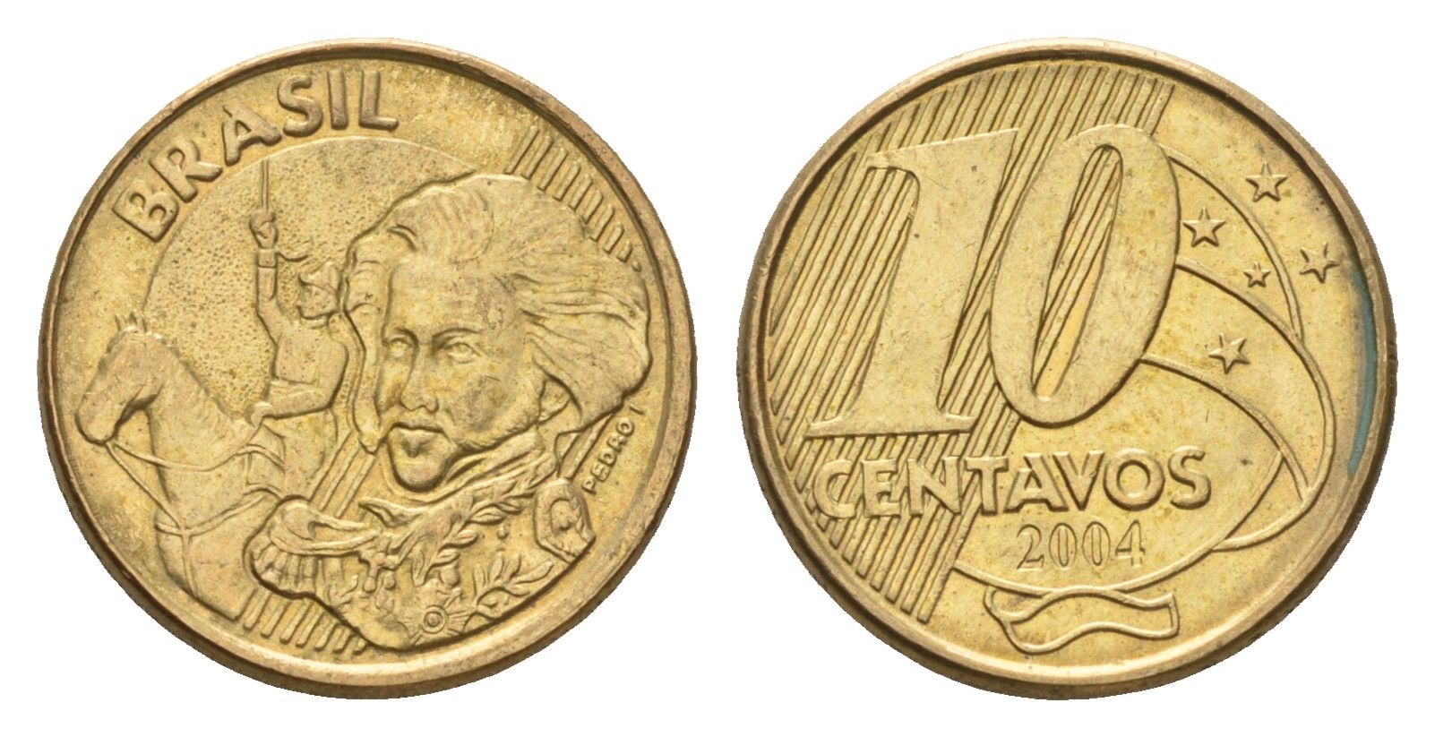 Бразилия 10 сентаво 2004 KM 649 сталь плакированная латунью 4686-734