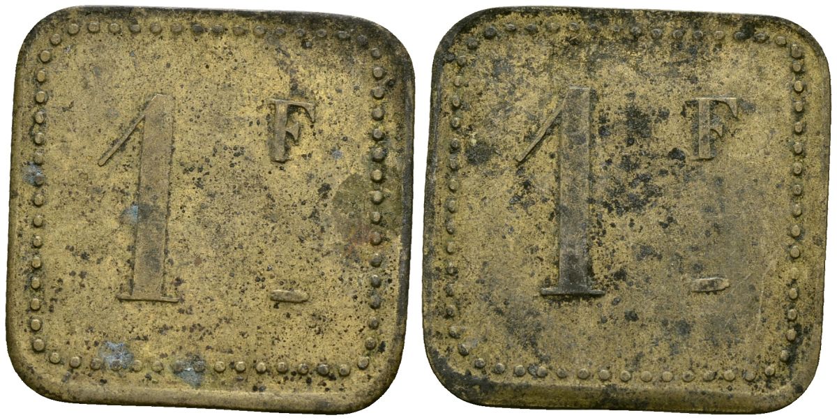 Франция 1 франк XIX-XX век ресторанный жетон латунь 4166-811