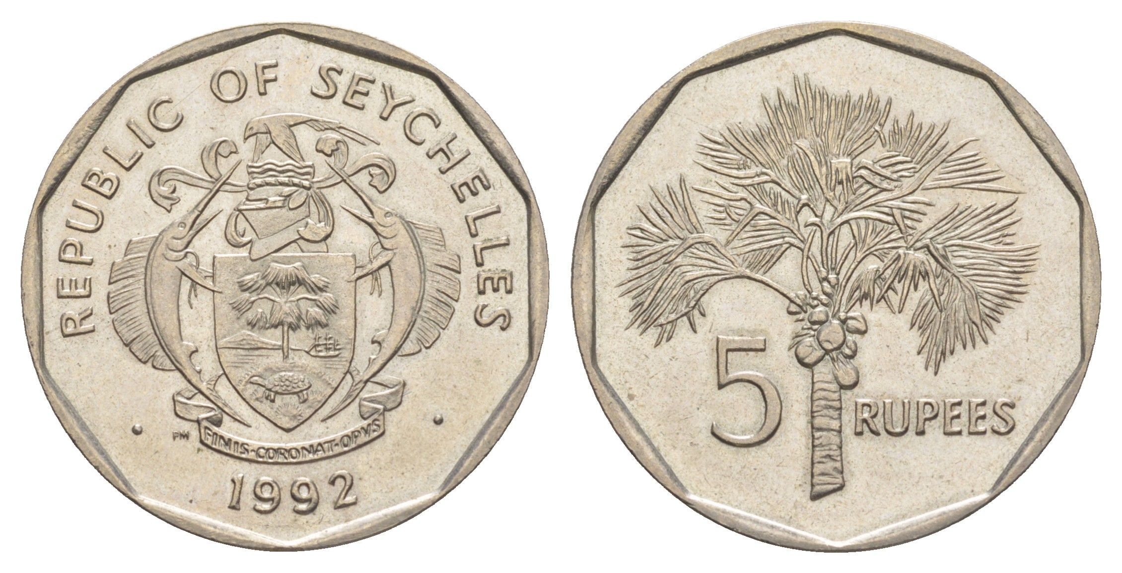 Сейшельские Острова (Сейшелы) 5 рупий 1992 KM 51 медно-никель UNC 4544-514