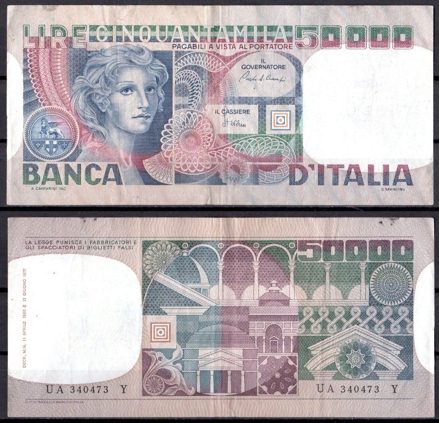 Италия 50000 лир 1980 Pick 107 c бумага 8621-15-1-1