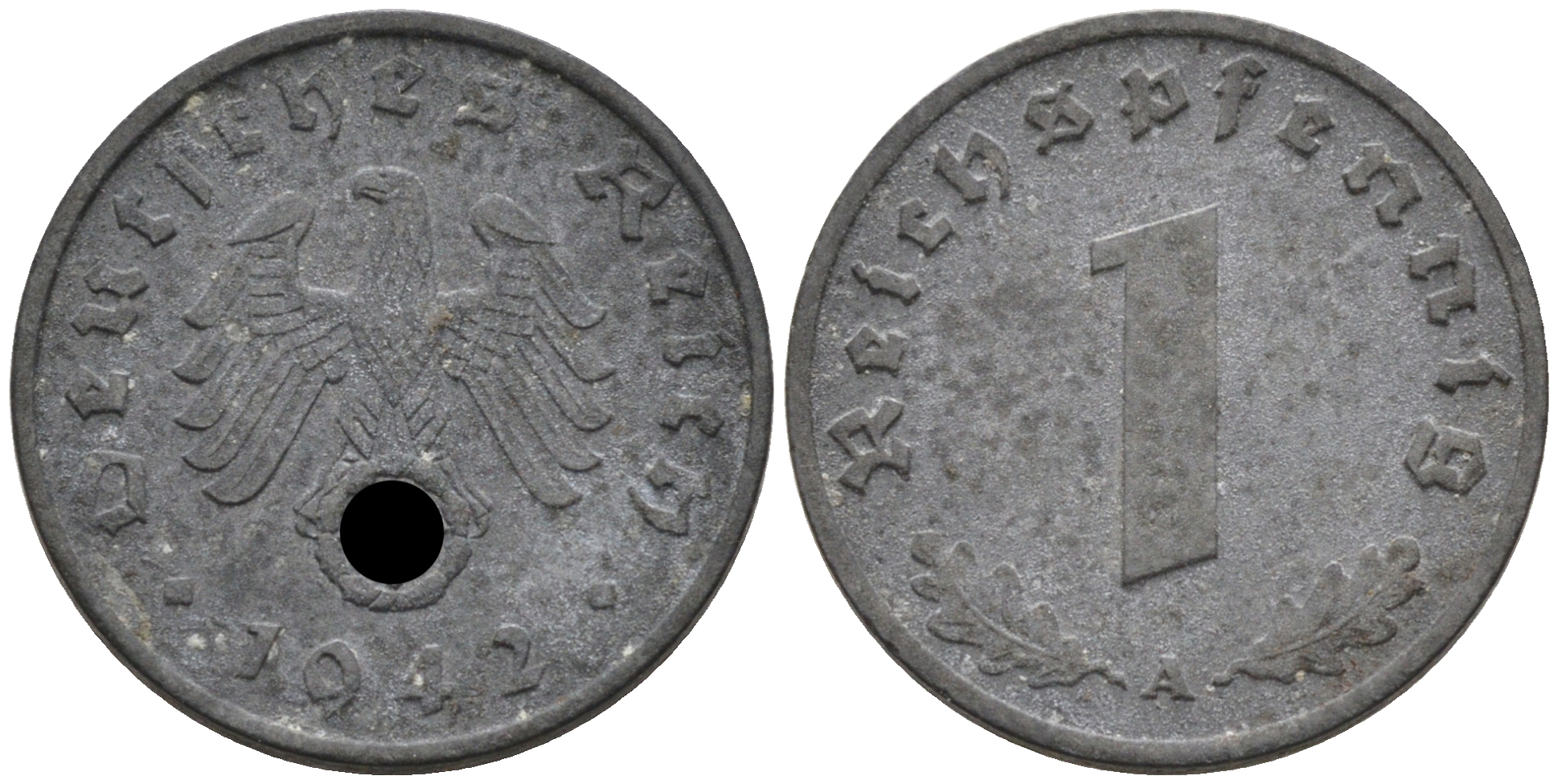 ГЕРМАНИЯ 1 РЕЙХСПФЕННИГ 1942 A J 369, KM 97 цинк 75-153