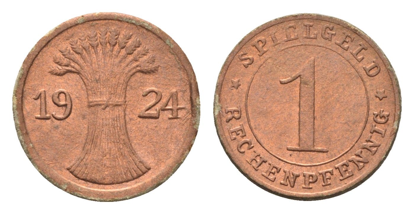 Германия игровой жетон в 1 рентенпфенниг 1924 диаметр 17 мм картон 4702-928