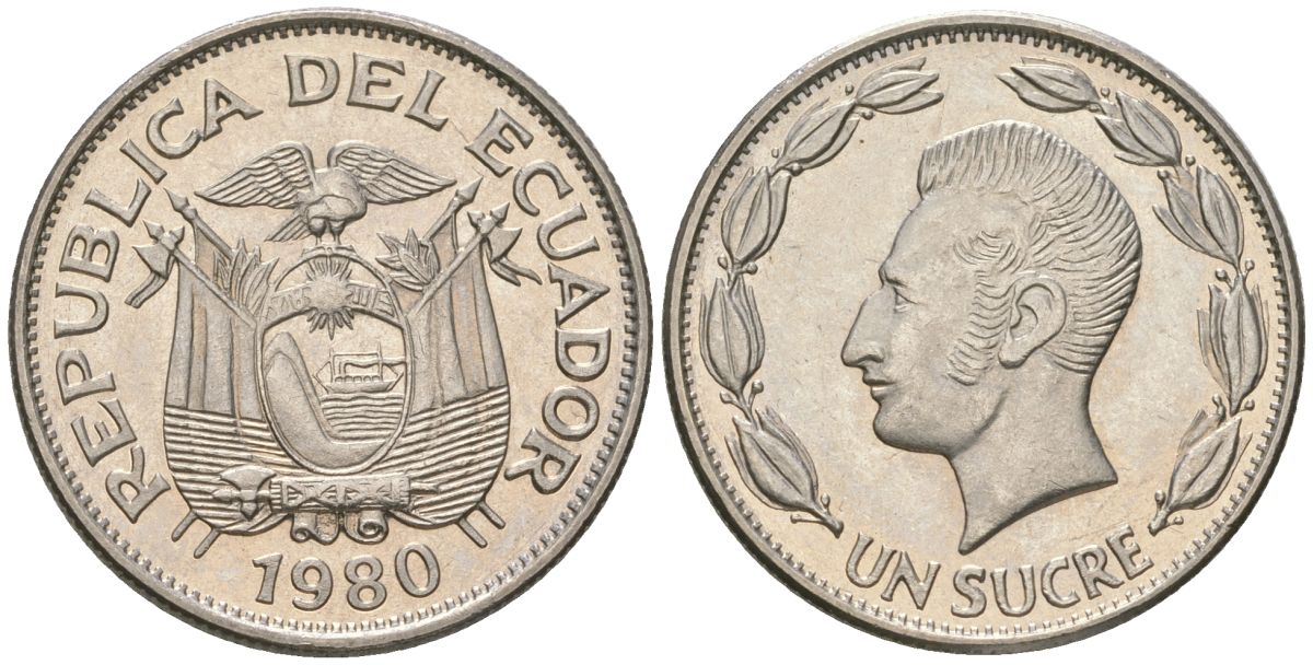 Эквадор 1 сукре 1980 KM 78b сталь плакированная никелем aUNC 4511-453