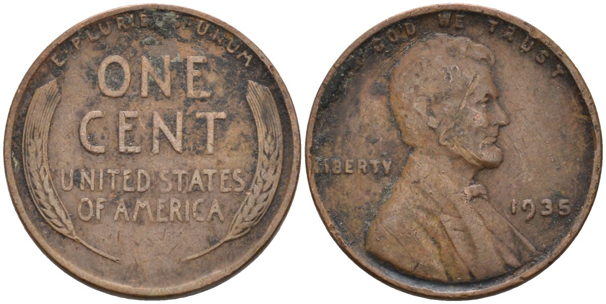 США 1 цент 1935 Линкольн KM 132 бронза 4115-762
